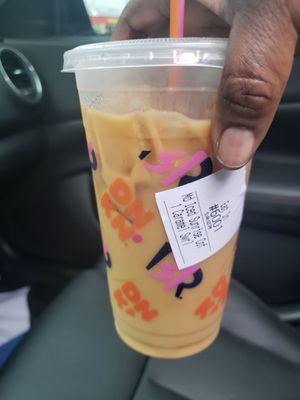 Iced sunrise coffee wit a shot of caramel