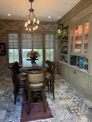 Custom shutters to match the built-in cabinetry