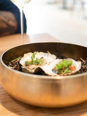 Oysters with chojang and brown butter