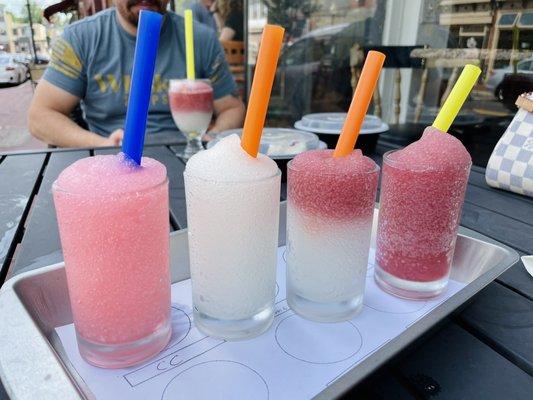 Cotton Candy, Lemonade, Blueberry Lemonade, and Blueberry Slushees