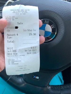 Receipt for overpriced donuts