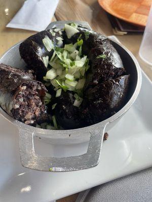 The best morcilla/blood sausage made with some white rice in it very hard to find that great delicacy from Puerto Rico