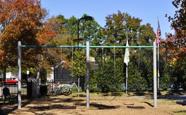 The park's only drawback is that the swings are too low even for our 2 year old daughters.