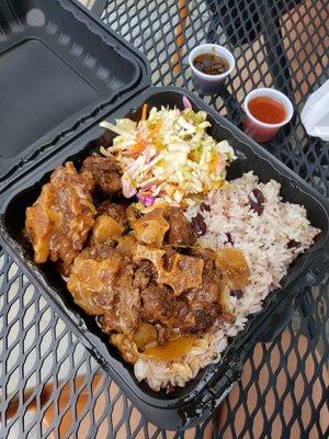 Oxtail with Dill Slaw and Beans and Rice