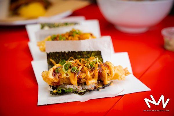 Open hand roll tempura