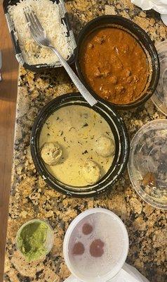 C33. Rogan Josh, Malai Kofta, R15. Plain Rice