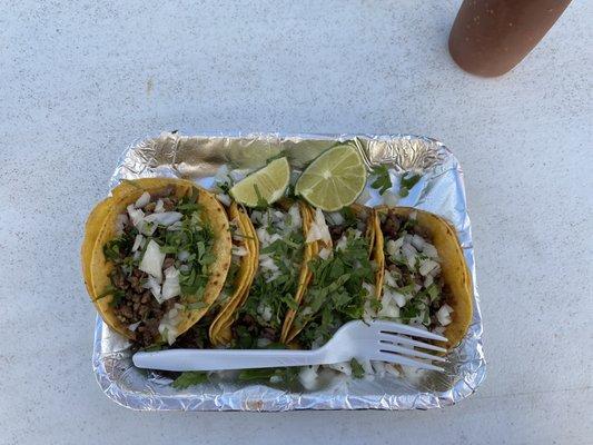 Carne Asada Tacos! (Served with a side of charro beans)