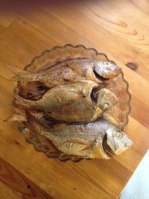 First batch of smoked porgies caught on 7/26/2014 on charter boat of their fleet.