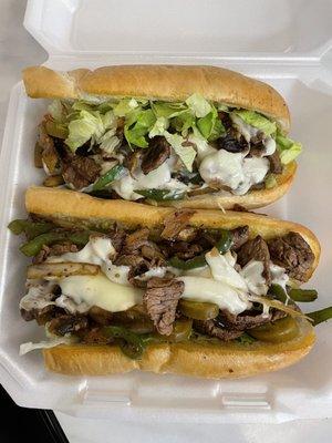 Philly cheesesteak w/everything + jalapeños and no mayo