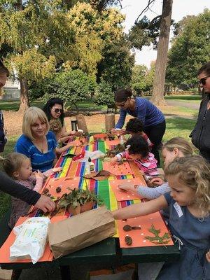 Creating gorgeous collages with fall leaves.