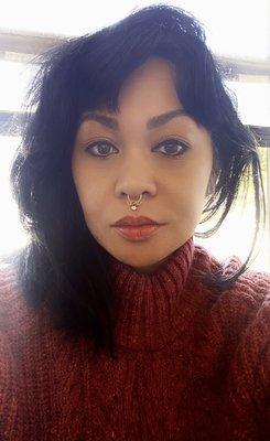 Septum healed in 3-4 weeks...Pierced by Matt...This is new septum ring I switched into after swift healing.