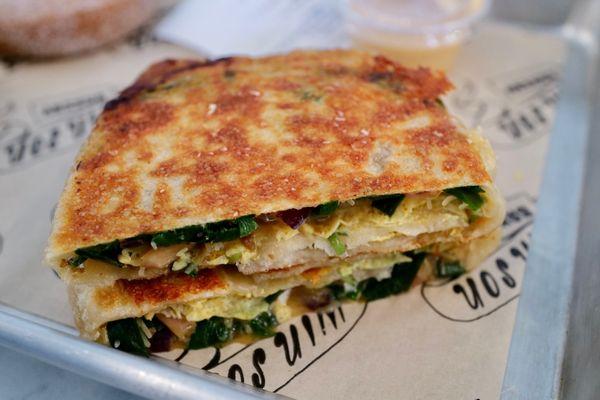 JiuCai pancake breakfast sandwich