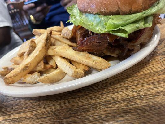 Beans burger and fries