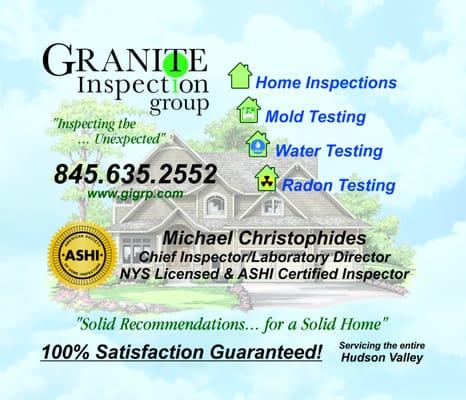 Inspecting... the Unexpected! Hudson Valley's most trusted professional Inspection and Environmental testing  firm.