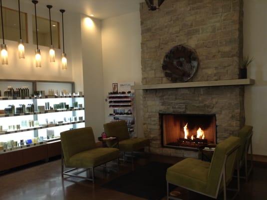 Guest waiting area at Indira Salon and Spa Green Bay, the midwest's  premier Aveda Salons with locations in Green Bay and Chicago.