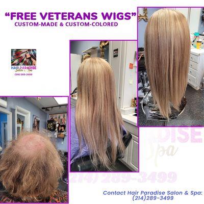 Free Veterans Wig. Custom colored and custom made