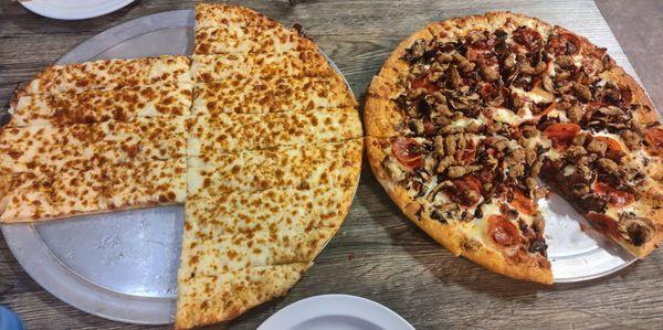 XL order of Bread sticks + Large Rancher pizza