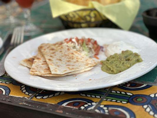 Las Campanas cheese quesadilla plate.