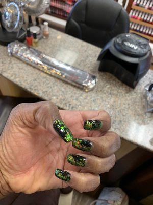 Foil nails. Loved the color!