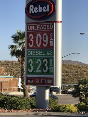 Gas prices are great for being out here in the middle of NV.