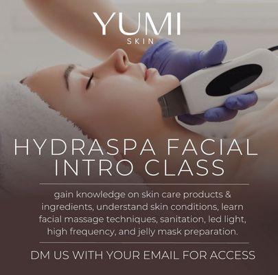 We also offer training in advanced webinar for our Hydraspa machine