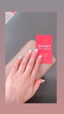 Almond full set with French tip design  Thank you Vina