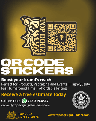 TOP DOGZ QR Code Sticker design, printing and installation services