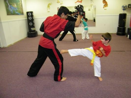 Practicing kicking drills