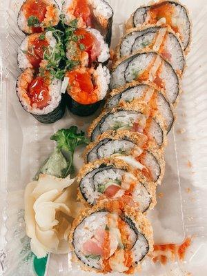 Spicy Tuna Roll and a deep fried roll