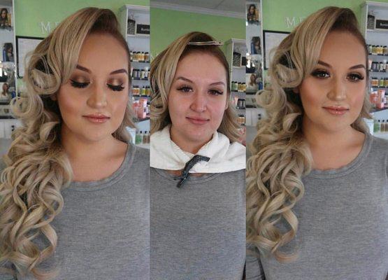 Hollywood curls with Makeup