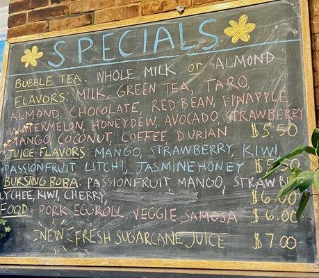 Awesome specials and beverage menu