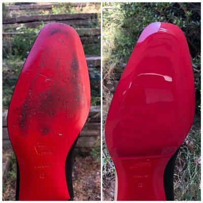 Men's Louboutin shoes with Mirror Protective Soles Before/After