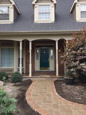 Unilock paver sidewalk, porch & step