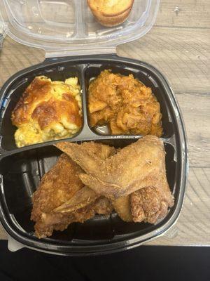 1 Meat/2 Sides plate with cornbread