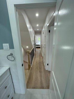 Hallway and new bathroom