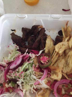 Steak with plantains