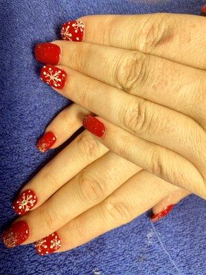 My snowflake nails done by Jenny Dec 2022