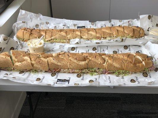 3 ft hoagies with Boar's head meats and cheese.