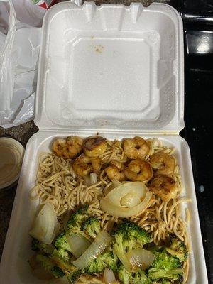 Shrimp Hibachi with noodles