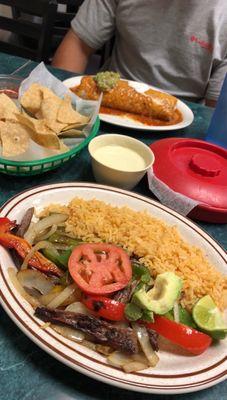 Steak fajitas & Monster Burrito