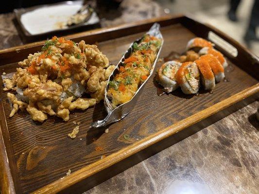 Dinner special, Popcorn Lobster Roll, Baked Salmon Roll, California Tempura Roll