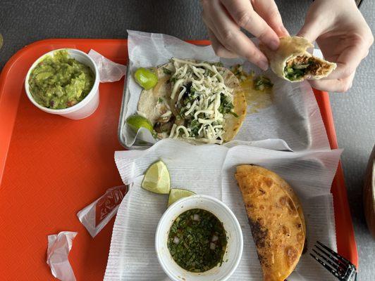 Tacos and guacamole... the corn tortillas are fantastic