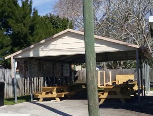 Very nice picnic tables shaded from the FL sun.