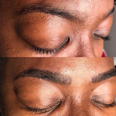 Keisha wanted to add fullness to the top/arch of her brow for a more defined look.

Schedule your appointment now at BladeBrowStudio.com