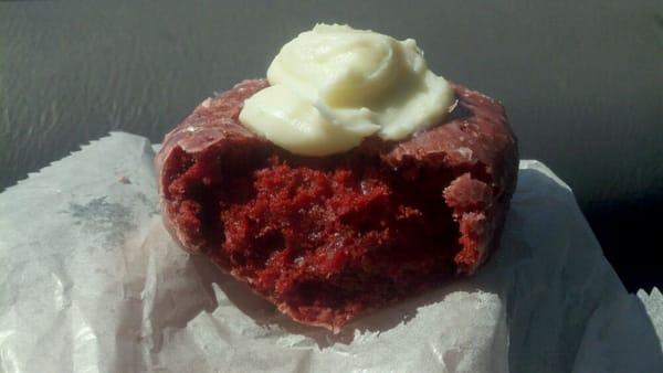 Red Velvet donut with Cream Cheese icing. I dare you to resist!