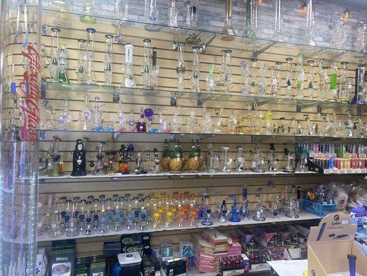 Big selection of glass.