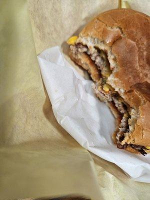 Cheeseburger with ketchup