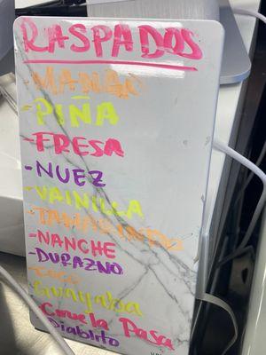 Raspado flavors