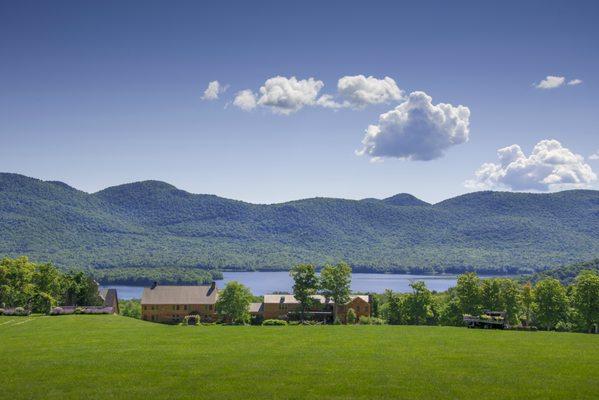 View of main lodge in summer