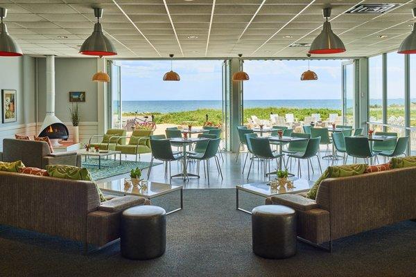 Main dining room overview with the bay directly in view